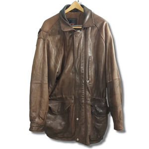 Andrew Marc Coat Mens Large Brown Leather Additions 3/4 Length